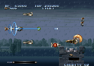 Last Resort (Arcade) screenshot: Game has many little details - like people in air after explosions