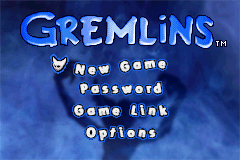 Gremlins: Stripe Vs. Gizmo (Game Boy Advance) screenshot: Main menu