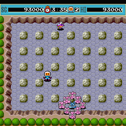 Bomberman (Sharp X68000) screenshot: Round 2 boss Bubbles