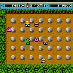 Bomberman (Sharp X68000) screenshot: Stage 4 boss is Warpman, it takes 4 hits to defeat