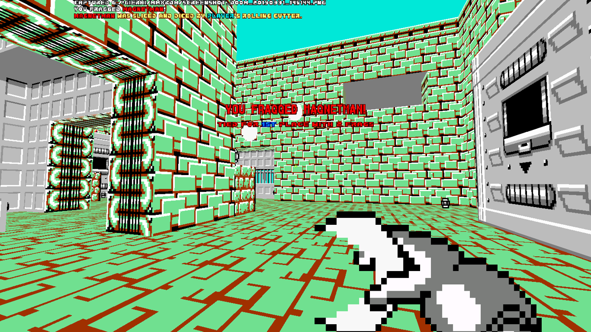 Mega Man 8-bit Deathmatch (Windows) screenshot: Wielding the Rolling Cutter