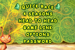 Antz Extreme Racing (Game Boy Advance) screenshot: Main menu