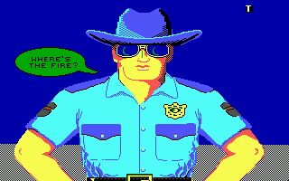 Stocker (DOS) screenshot: ...we are the strong arm of the law.