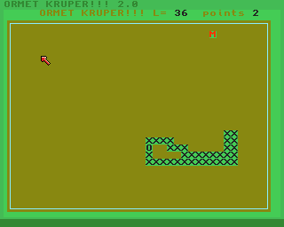 Ormet kruper!!! (Amiga) screenshot: Since the snake hasn't got any outline, it soon gets messy