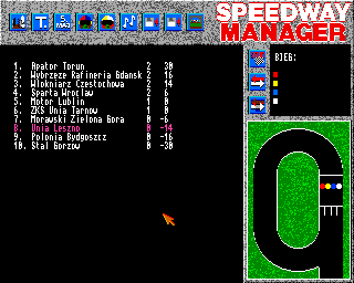 Speedway Manager (Amiga) screenshot: League table