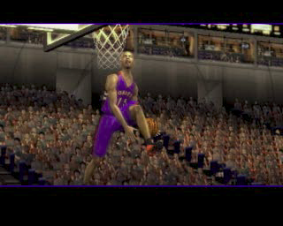 NBA Live 2002 (PlayStation) screenshot: A shot from the animated sequence that comes between the game's title screen and the start of the game