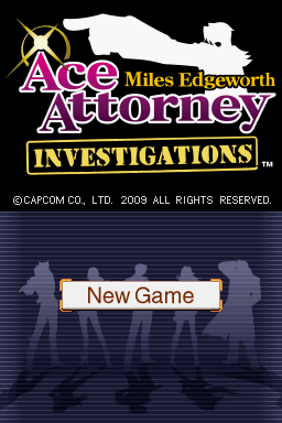 Ace Attorney Investigations: Miles Edgeworth (Nintendo DS) screenshot: Main menu