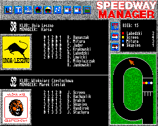 Speedway Manager (Amiga) screenshot: Last run results