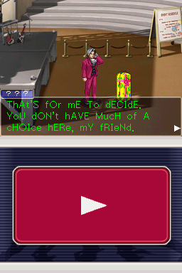 Ace Attorney Investigations: Miles Edgeworth (Nintendo DS) screenshot: Case 3: Edgeworth finds himself delivering ransom to a kidnapper.
