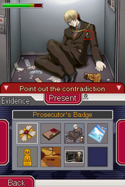 Ace Attorney Investigations: Miles Edgeworth (Nintendo DS) screenshot: Is there something odd about the corpse?