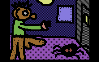 Ucieczka ze Spejs-Szipu (Commodore 64) screenshot: Playing with spider