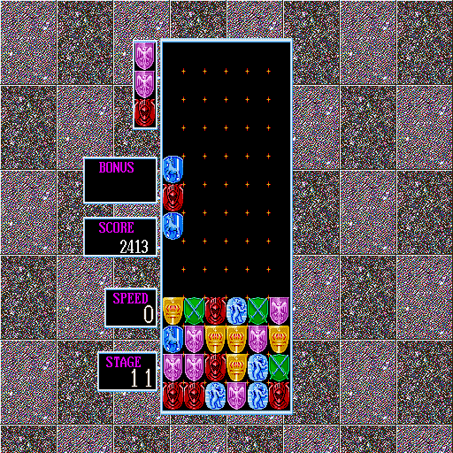 Columns (Sharp X68000) screenshot: Stage mode, take out blinking tile(s) to advance stage