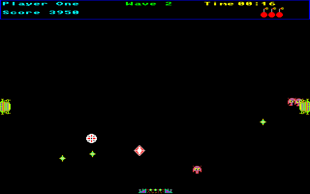 Crystal Quest (Amiga) screenshot: Enemies come out from the gate on the left and right sides