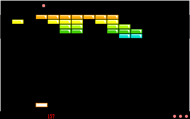 Super Brickout (Amiga) screenshot: Bouncing against the ceiling