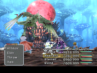 Final Fantasy IX (PlayStation) screenshot: A decisive boss battle about four fifths into the game