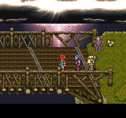 Final Fantasy Chronicles (PlayStation) screenshot: Chrono Trigger: Lovely scene near a bridge