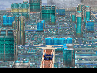 Final Fantasy VIII (PlayStation) screenshot: Driving a car trough the gigantic city of Esthar!