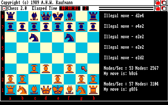 Chess 2.0 (Amiga) screenshot: Blocking another knight