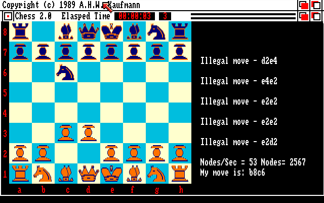 Chess 2.0 (Amiga) screenshot: Blocking the knight