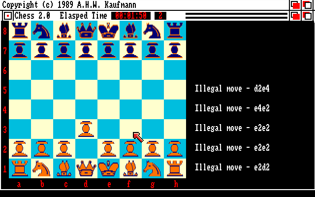 Chess 2.0 (Amiga) screenshot: Opening move
