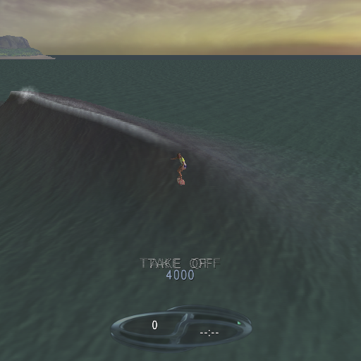 Sunny Garcia Surfing (PlayStation 2) screenshot: It is possible to zoom in/out of the action which can help when riding a wave. Here a good take-Off has scored 4000 points and the text is just fading