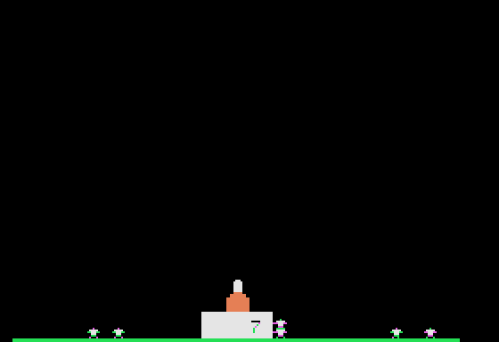 Sabotage (Apple II) screenshot: Building a human pyramid.