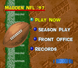 Madden NFL 97 (SNES) screenshot: Main Menu