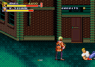 Streets of Rage 2 (Arcade) screenshot: Knocked down.