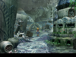 Final Fantasy IX (PlayStation) screenshot: Burmecia, the desolate homeland of your mysterious dragoon