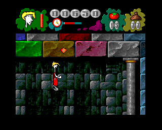 Mr. Tomato (Amiga) screenshot: Elongated neck when falling