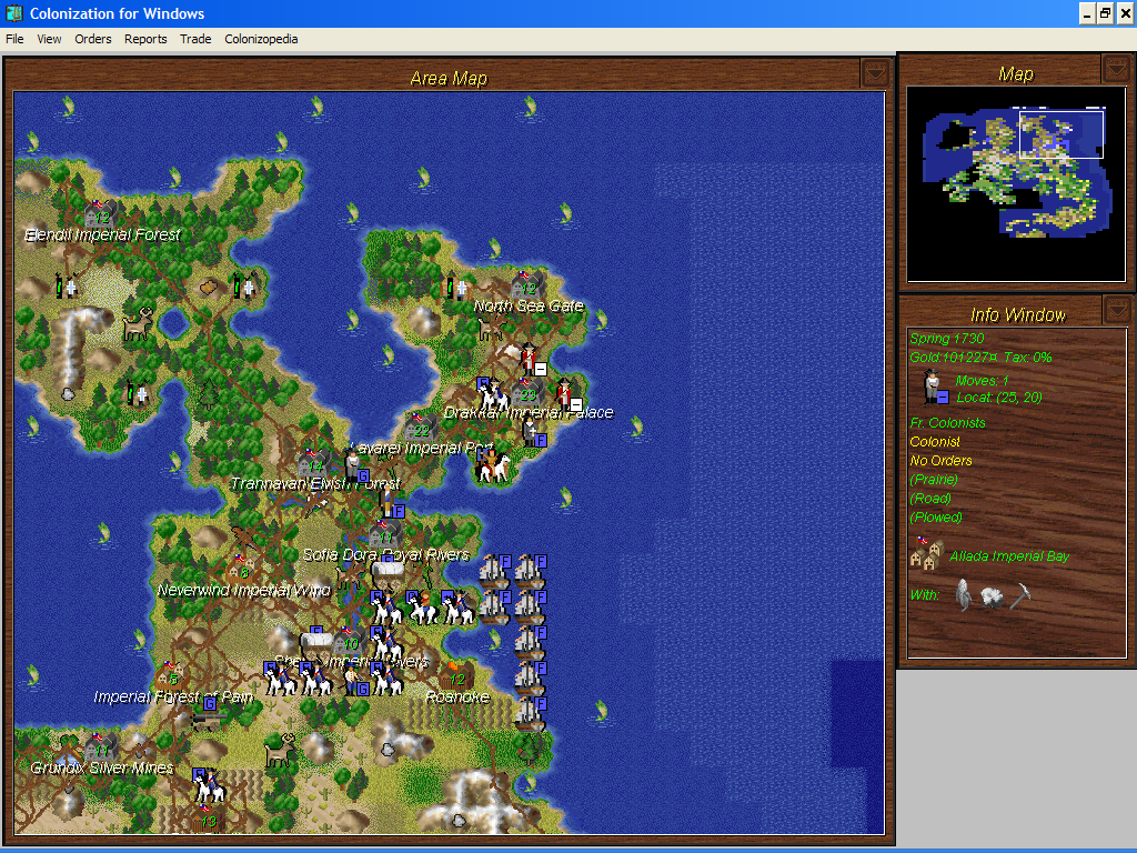 Sid Meier's Colonization (Windows 3.x) screenshot: The European Royal Armies have landed!