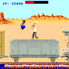 Express Raider (Arcade) screenshot: Jumping.