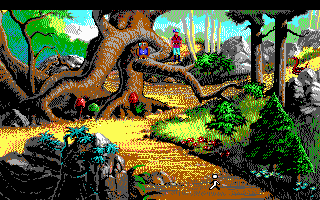 King's Quest V: Absence Makes the Heart Go Yonder! (DOS) screenshot: Forest Path (EGA/Tandy)