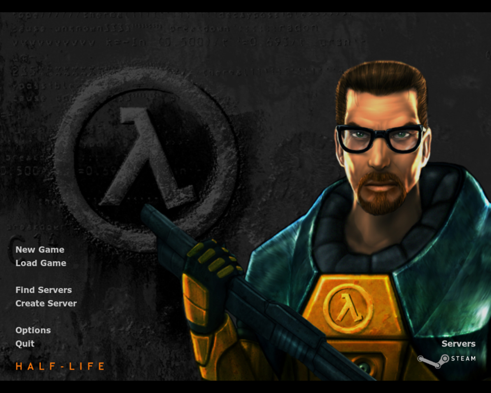 Half-Life (Linux) screenshot: The title and main menu