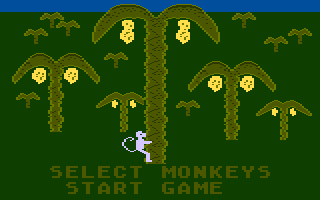 Monkey up a Tree (Atari 8-bit) screenshot: Main menu