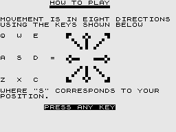 Alien (ZX81) screenshot: Controls