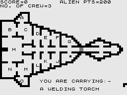 Alien (ZX81) screenshot: Picking up a weapon