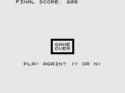 Fortress of Zorlac (ZX81) screenshot: Game over