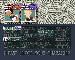 Anna Kournikova's Smash Court Tennis (PlayStation) screenshot: The player selection screen. This is a demo game so not all players are available Demo version