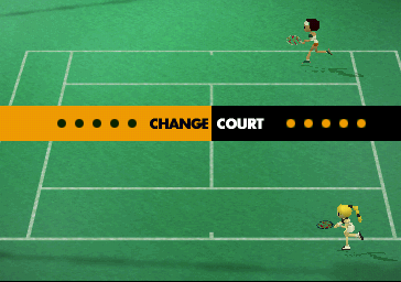 Anna Kournikova's Smash Court Tennis (PlayStation) screenshot: The players change ends, as they do in a real game.