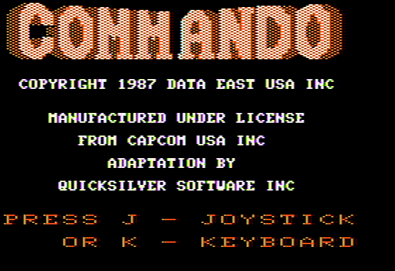 Commando (Apple II) screenshot: Title screen
