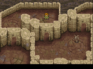 Lunar: Silver Star Story - Complete (PlayStation) screenshot: Stony dungeon with angry-looking enemies wandering around