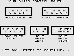 Fortress of Zorlac (ZX81) screenshot: Controls