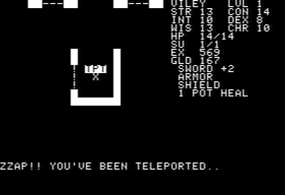 Telengard (Apple II) screenshot: Teleported away without prior provocation