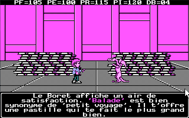 Le Labyrinthe de Morphintax (DOS) screenshot: The Boret's question was answered correctly