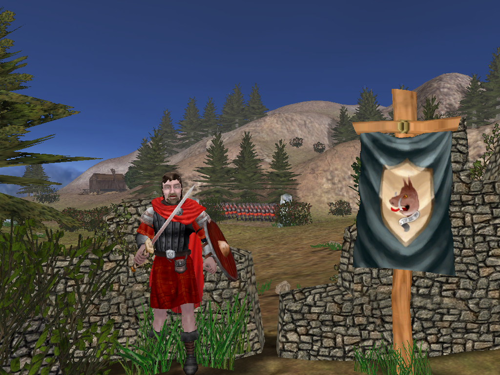Highland Warriors (Windows) screenshot: Scenario briefing cut-scene (demo version).