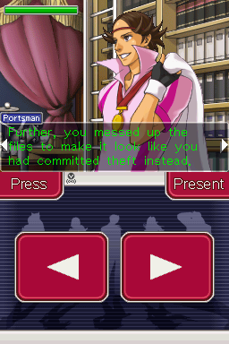 Ace Attorney Investigations: Miles Edgeworth (Nintendo DS) screenshot: Time to rip his arguments apart.