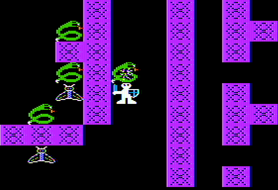 The Caverns of Freitag (Apple II) screenshot: Taste my steel, thou disgusting reptile!