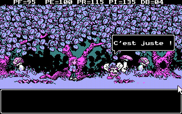 Le Labyrinthe de Morphintax (DOS) screenshot: A good answer delights King Oberon