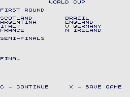 Star Soccer (ZX Spectrum) screenshot: World cup
